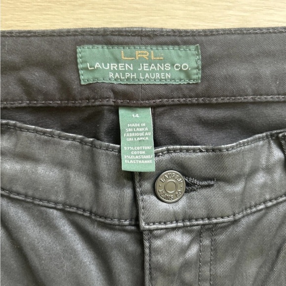 New No Tags Ralph Lauren size 14 black Wax coated Leather-like Jeans Slim - Picture 5 of 8